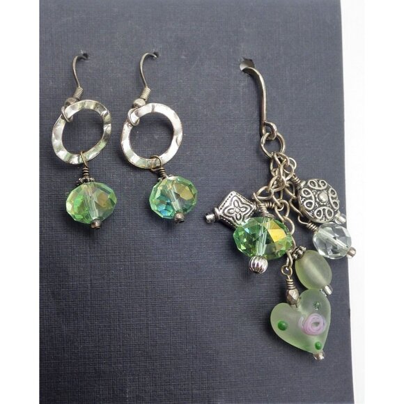 Heart Shaped Crystal  Drop Dangle Earrings Pair with 3rd Statement Women Bride - Picture 1 of 5